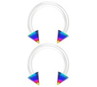 Evonix 2pc 1.2mm 16g Flexible Bioflex Circular Barbell Horseshoe Bar Septum Ring Bioplast Piercing 8mm Rainbow Spike
