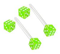Evonix 2pc 16mm 1.6mm Flexible Tongue Bar Rings Bioflex 14mm 9/16 Bioplast Barbell Ring Green Acrylic Dice