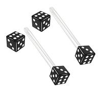 Evonix 2pc 16mm 1.6mm Flexible Tongue Bar Rings Bioflex 16mm 5/8 Bioplast Barbell Ring Black Acrylic Dice