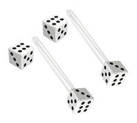 Evonix 2pc 16mm 1.6mm Flexible Tongue Bar Rings Bioflex 16mm 5/8 Bioplast Barbell Ring White Acrylic Dice