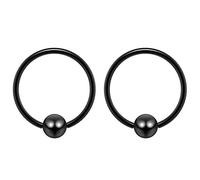Evonix 2pc Black 0.8mm 20g Ball Closure Ring Captive Bead Piercing Lip Tragus Septum Cartilage Navel Forward Helix Rook Nose Navel Bar Banana Conch - 8mm