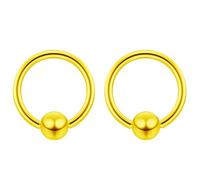 Evonix 2pc Gold 1mm 18g Ball Closure Ring Captive Bead Piercing Lip Tragus Septum Cartilage Navel Forward Helix Rook Nose Navel Bar Banana Conch - 6mm