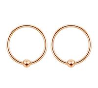 Evonix 2pc Rose Gold 1.2mm 16g Ball Closure Ring Captive Bead Piercing Lip Tragus Septum Cartilage Navel Forward Helix Rook Nose Navel Bar Banana Conch - 12mm