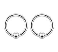 Evonix 2pc Surgical Steel 16mm Ball Closure Ring Captive Bead Piercing Lip Tragus Septum Cartilage Navel Forward Helix Rook Nose Navel Bar Banana Conch - 8mm