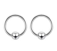Evonix 2pc Surgical Steel 1mm 18g Ball Closure Ring Captive Bead Piercing Lip Tragus Septum Cartilage Navel Forward Helix Rook Nose Navel Bar Banana Conch - 6mm