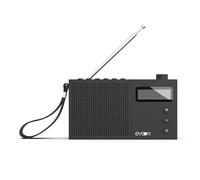 Evoom EGY - Portable FM/Dab+ Radio and Alarm Clock - Snooze and Sleep Function, 2 Programmable Alarms - Telescopic Antenna and 3.5 mm Jack Port - Powered by USB-C Cable or 3 AAA Batteries - Black