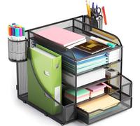 EVOOMI SpecialOps 3 Tier Mesh Desk Organizer PLUS - The Upgraded Time, Space & Sanity Saving Desktop Organizer System for Productivity Success - Ideal Pencil File Paperclip Post It Holder Organizer