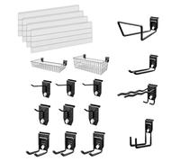 EVOpanel Garage Wall Storage Kit White EP161W - Heavy Duty Garage Wall Storage Organiser with Twist Lock Mechanism | 15 Accessories | 1.22m x 0.310m