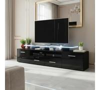 Evora 194Cm Modern Tv Unit Black High Gloss Media Cabinet With Sleek Contemporary Design