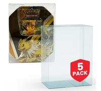 EVORETRO Plastic Display Case Protector for Pokemon Medium Tin Packaging - 5-Pack 0.40 mm Thick Archival Grade, Clear Transparent Protective Cases, Stackable, Custom Fit for Easy Setup and Storage