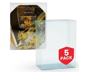 EVORETRO Plastic Display Case Protector for Pokemon Medium Tin Packaging - 5-Pack 0.40 mm Thick Archival Grade, Clear Transparent Protective Cases, Stackable, Custom Fit for Easy Setup and Storage