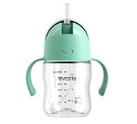 Evorie Tritan Weighted Straw Sippy Cup with Handles for Baby and Toddlers, Spill Proof Baby Water Bottle with Straw for 6 Months and up, 200ml, Infant Training Water Bottle (Mint)