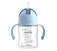Evorie Tritan Weighted Straw Sippy Cup with Handles for Baby and Toddlers, Spill Proof Baby Water Bottle with Straw for 6 months and up, 200ml, Infant Training Water Bottle (Blue)