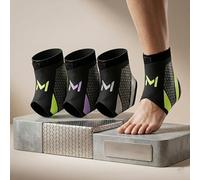 EvoSteps Sport Ankle Brace for Athletes, Green, Gray and Purple (3 Pair)