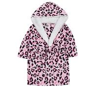 Evotex Trading Girls/Childrens Pink Leopard Fleece Kids Robe Dressing Gown Age 4/5 Years