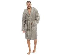 Evotex Trading Mens Super Soft Fleece Hooded Dressing Gown/Bath Robe Grey Size L