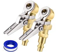 EVOULTES 2-Pack Closed Ball Tire Chuck with Clip, 1/4" FNPT Locking Air Chuck Tire Inflator Nozzle with Quick Plug, 2-Way Connection Clip-On Air Chuck for Tire Air Compressor Accessories