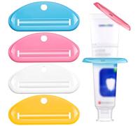 EVOULTES 4PCS Toothpaste Squeezer, Colorful Plastic Toothpaste Tube Squeezer Toothpaste Dispenser HangingTube Squeezer Tool, Toothpaste Clip for Bathroom, Suitable for Toothpaste, Cream, Cosmetics