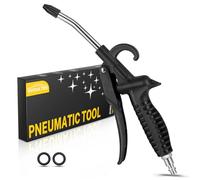 EVOULTES Upgraded High Flow Air Blow Gun with Rubber Guard, Air Nozzle Blower Gun Angle Bent Jet Nozzle with Ergonomic Grip, Air Gun for Compressor Pneumatic Tool for Dust Removal Cleaning Tool