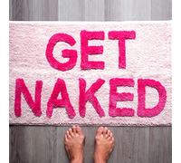 Evovee Get Naked Bath Mat Pink Funny Cute Bathroom Rugs Peach Blush Rug Shower Funny Bathroom Decor for Girls Fun Cute Bath Mat Non-Slip Washable