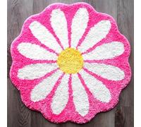 Evovee Pink Daisy Bath Mat Sunflower Flower Hot Pink Cute Bathroom Rugs for Girls Floral Funny Shower Fun Decor Non-Slip Washable Kids Women Novelty