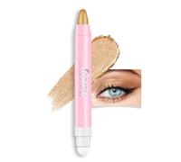 evpct 1Pcs Beige Gold Shimmer Cream Eye Shadow Brightener Sticks for Eyes Waterproof Pigmented, Double Ended Cream Eyeshadow Stick Pencil Pen with Applicator, Eye Shadow Palette Highlighter Makeup 15