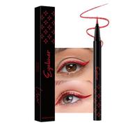 evpct 1Pcs Red Glitter Shimmer Liquid Eyeliner Eye Makeup Pencil Pen, Pearl Red Chrome Eyes Liner Face Glitter Makeup Fake Eyelashes Mascara Accessories, Sparkle Metallic Eyeliner Pen Waterproof
