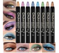 evpct 8Pcs Cream Eye Shadow Sticks Palette Makeup Set for Eyes Waterproof, Desert Mocha Beige Gold Light Purple Pink Sky Dazzling Blue Geen Glitter Shimmer Eye shadow Liner Pencils