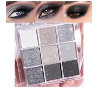 evpct 9 Colours Black Grey Smoke Grey Silver Glitter Eyeshadow Palette Makeup Pigmented Black Matt Metallic Eyeshadow Palette Makeup Shadow Black for Shiny Eyes