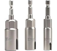 EVRBUL 3PCS Power Wing Nut Driver Set, 1/4" Hex Shank Slot Wing Nuts Bolt Driver Hook Drill Bit Socket Wrenches Tools for Panel Nuts Screws Eye C Hook Bolt Q-Hanger, 10mm 12mm 16mm