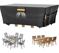 EVRBUL Waterproof Patio Furniture Table Covers Outdoor Rectangular Table and Chair Set Cover with Air Vent 420D For Rectangular/Oval Dining Coffee Tables Outdoor Sectional Sofa 74"L x 47"W x 28"H