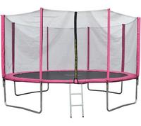Evre 10 Ft Pink Outdoor Trampoline With Safety Net Padded Poles And Ladder