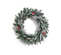 EVRE 24in/60cm Artificial Christmas Wreath with 100-Tip Evergreen with Pine Cones & Red Berries, Full Front Door Winter Wreath for Indoor or Outdoor Decoration.