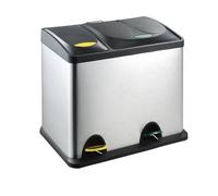 Evre 26L Recycling Stainless Steel Waste Bin Silver 2 Compartment With Pedal Soft Close Removable Compartment And Non Slip Base