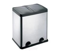 EVRE 48L Stainless Steel Multi Compartment Recycling Bin with Removable Inner Buckets, Odour Seal, Non Slip Base Dustbin for Rubbish Trash Waste Indoor Kitchen Office Home (2x24L Compartments).