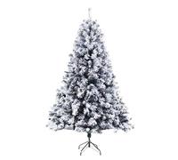 EVRE 4FT White Snow Flocked Artificial Christmas Tree 200 Tips Xmas Pine Red Berries Metal Stand Fir Spruce Green Small 120cm Hinged Branches Realistic Easy Assembly Indoor Holiday Decorations