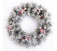 Evre 50Cm/20" Snow Frosted Artificial Christmas Wreath, Pine Cones, Berries Branches, Hanging Festive, Home Decoration