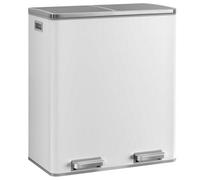 Evre 60 L Kitchen Waste Rubbish Recycling Soft Close Bin 2 X 30 L Double Compartment, Smudge & Fingerprint Resistant-White