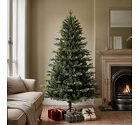 EVRE 6ft Christmas Tree Brunswick Spruce Bushy Realistic Unlit 185cm | Xmas Tree with PE & PVC branch tips | 3 slot-together sections | Foldable metal stand, rubber feet | 101cm base | Indoor