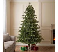 EVRE 7ft Christmas Tree Brunswick Spruce Ultra Realistic Unlit 220cm | Xmas Tree with PVC Hinged Branch Tips and Foldable Metal Stand, Rubber feet,123cm Base for Xmas Holiday Festive Décor