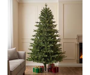 EVRE 7ft Christmas Tree Brunswick Spruce Ultra Realistic Unlit 220cm | Xmas Tree with PVC Hinged Branch Tips and Foldable Metal Stand, Rubber feet,123cm Base for Xmas Holiday Festive Décor
