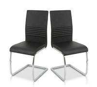 EVRE Black Pu Leather Cantilever Office Chairs Set Of 2 High Back Conference & Meeting Chairs