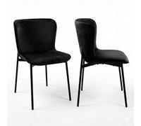 Evre Black Velvet Dining Chairs Set Of 2 With Metal Frame For Kitchen, Living Room & Bedroom