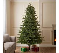 Evre Brunswick Spruce Artificial Christmas Tree 7Ft (210Cm) Large Premium Unlit Green Tree, 1100 Pe & Pvc Tips, Hinged Branches