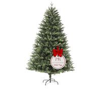 EVRE Brunswick Spruce Artificial Christmas Tree Hinged Branch Tips & Strong Foldable Metal Stand for Indoor Xmas Festive Home Decor (7ft)