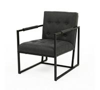Evre Dark Grey Fabric Accent Armchair Tub Chair With Metal Frame