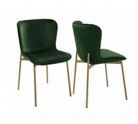 Evre Emerald Green Velvet Dining Chairs Set Of 2 With Bronze Colour Metal Frame Ideal For Kitchen, Living Room, Restaurant & Cafe.