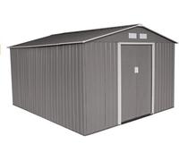 Evre Garden Shed 6X8Ft Warm Grey With Apex Roof Sliding Doors Weather Resistant Paint & Vents