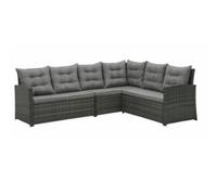 Evre Grey Monroe 8 Seater Garden Rattan Furniture Corner Dining Set Table Sofa Bench Stool