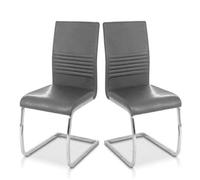 EVRE Grey Pu Leather Cantilever Office Chairs Set Of 2 High Back Conference & Meeting Chairs